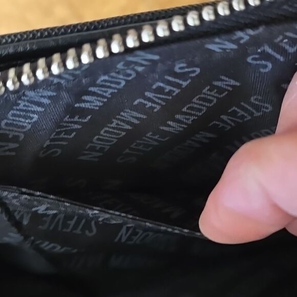 Steve Madden Black Crossbody wallet Bag with Elegant Chain Strap womens zip lady - Picture 10 of 16